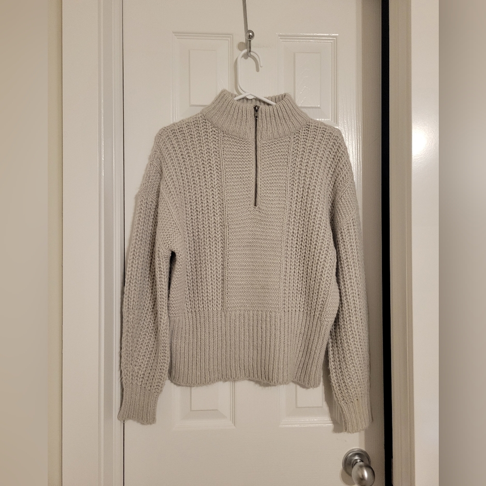 Eclipse Cream Half-Zip Chunky Knit Turtleneck Sweater Size XS